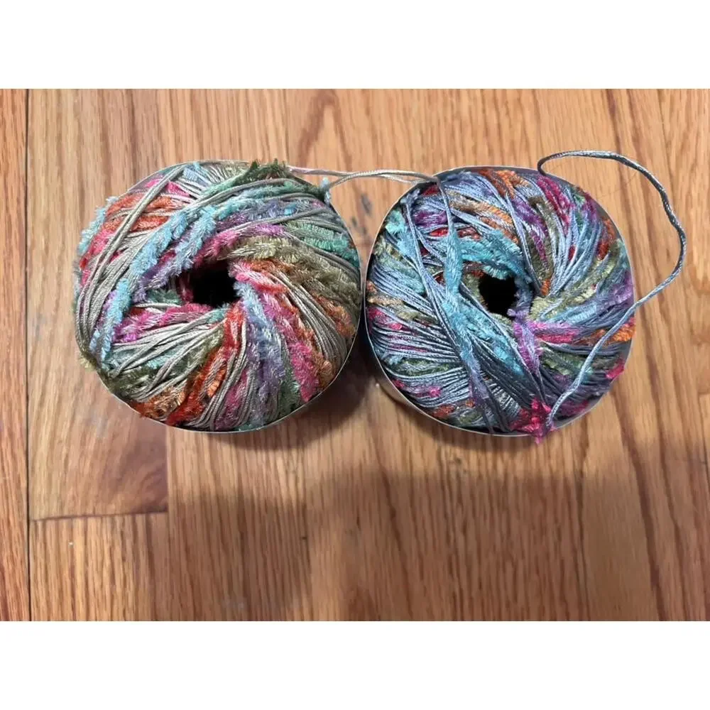 Coral Ribbon Yarn Lot of 2 | Novelty Ladder Yarn for Fiber Art